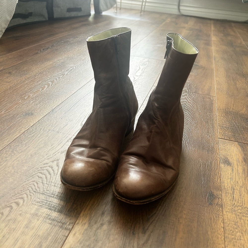 Men's Vintage Brown Leather Chukka Zip Boots - Sleek Ankle Boot
